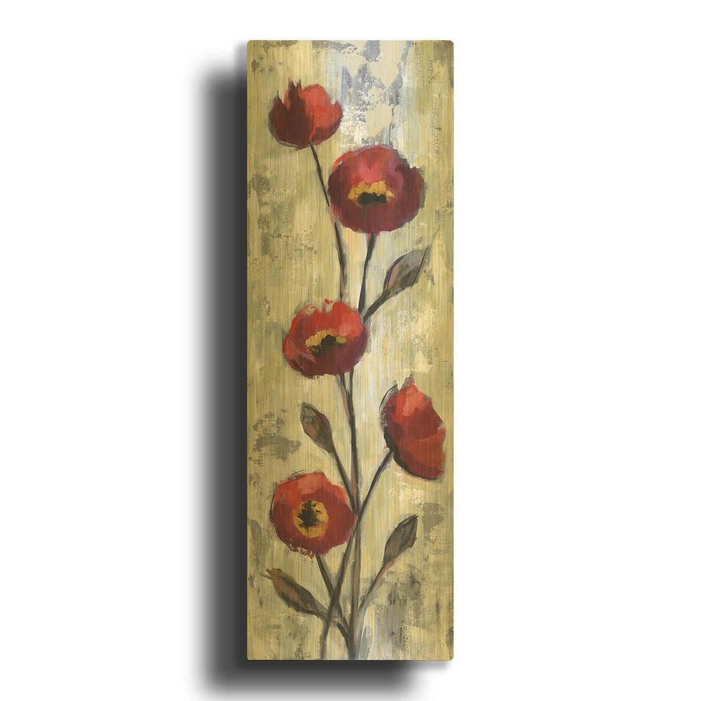 'Simple Red Floral II' By Silvia Vassileva Gold Metal Wall Art