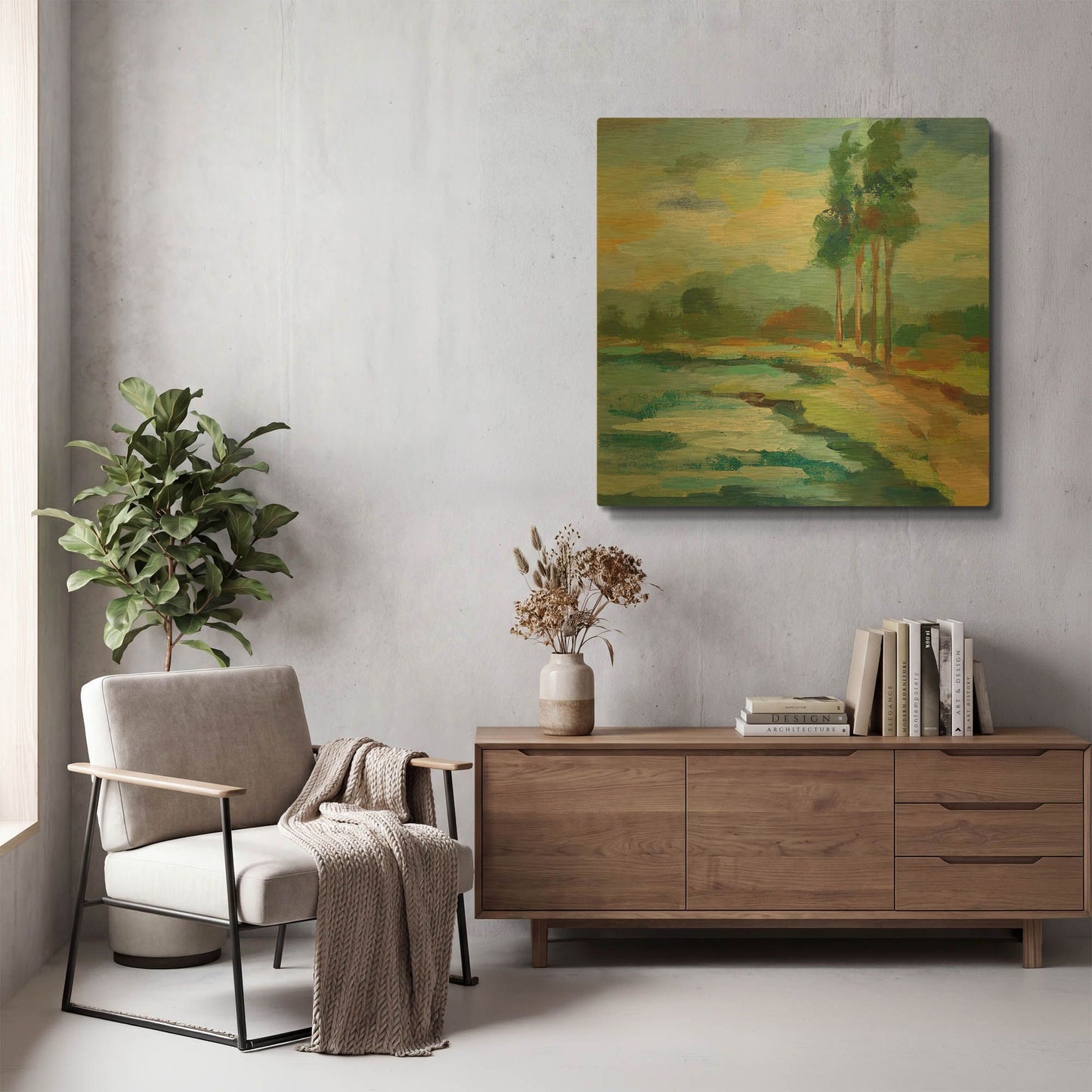 'Early Spring Landscape II' By Silvia Vassileva Gold Metal Wall Art
