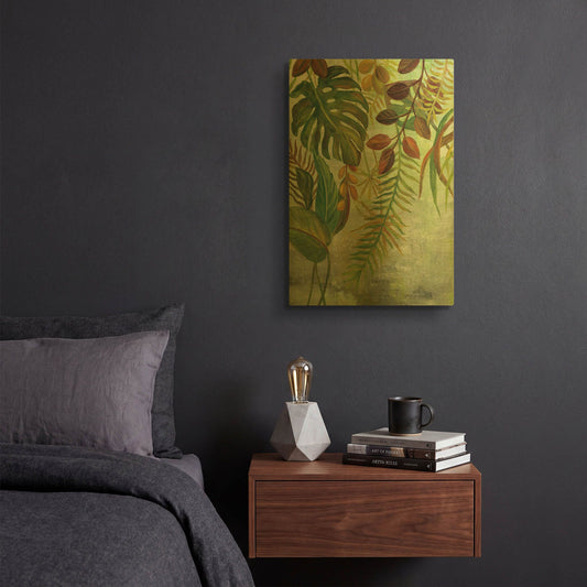 'Tropical Greenery I' By Silvia Vassileva Gold Metal Wall Art