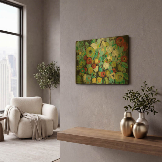 'Fiesta Floral Flipped' By Silvia Vassileva Gold Metal Wall Art