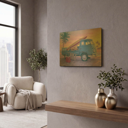 'The Beach Boy' By Richard Courtney Gold Metal Wall Art