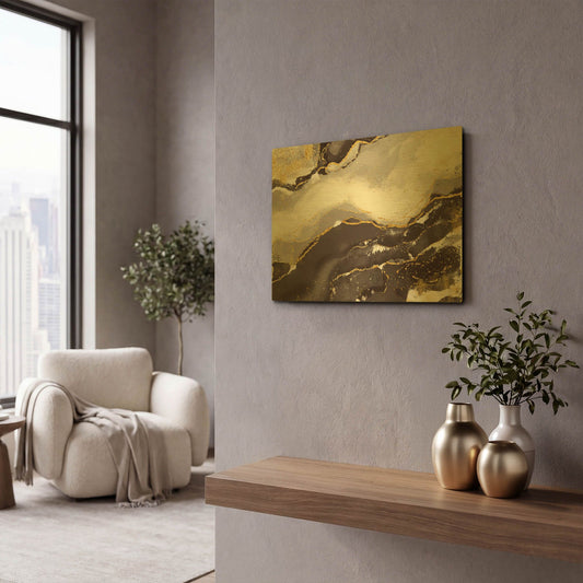 'Bisque Glimmer' By Delores Naskrent Gold Metal Wall Art