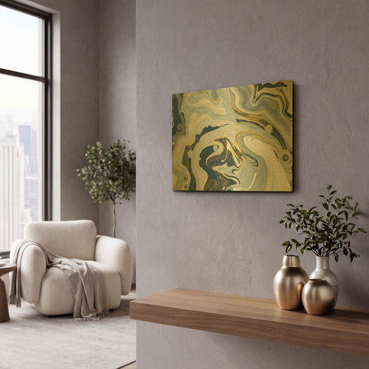 'Marble Heaven' By Delores Naskrent Gold Metal Wall Art