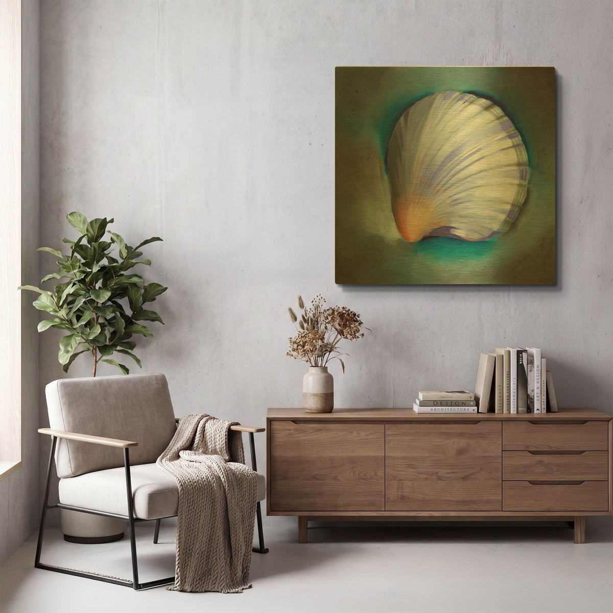'Clam Shell Glow' By Louise Montillio Gold Metal Wall Art