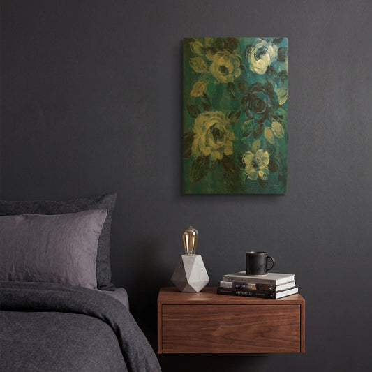 'Loose Flowers on Blue II' By Silvia Vassileva Gold Metal Wall Art