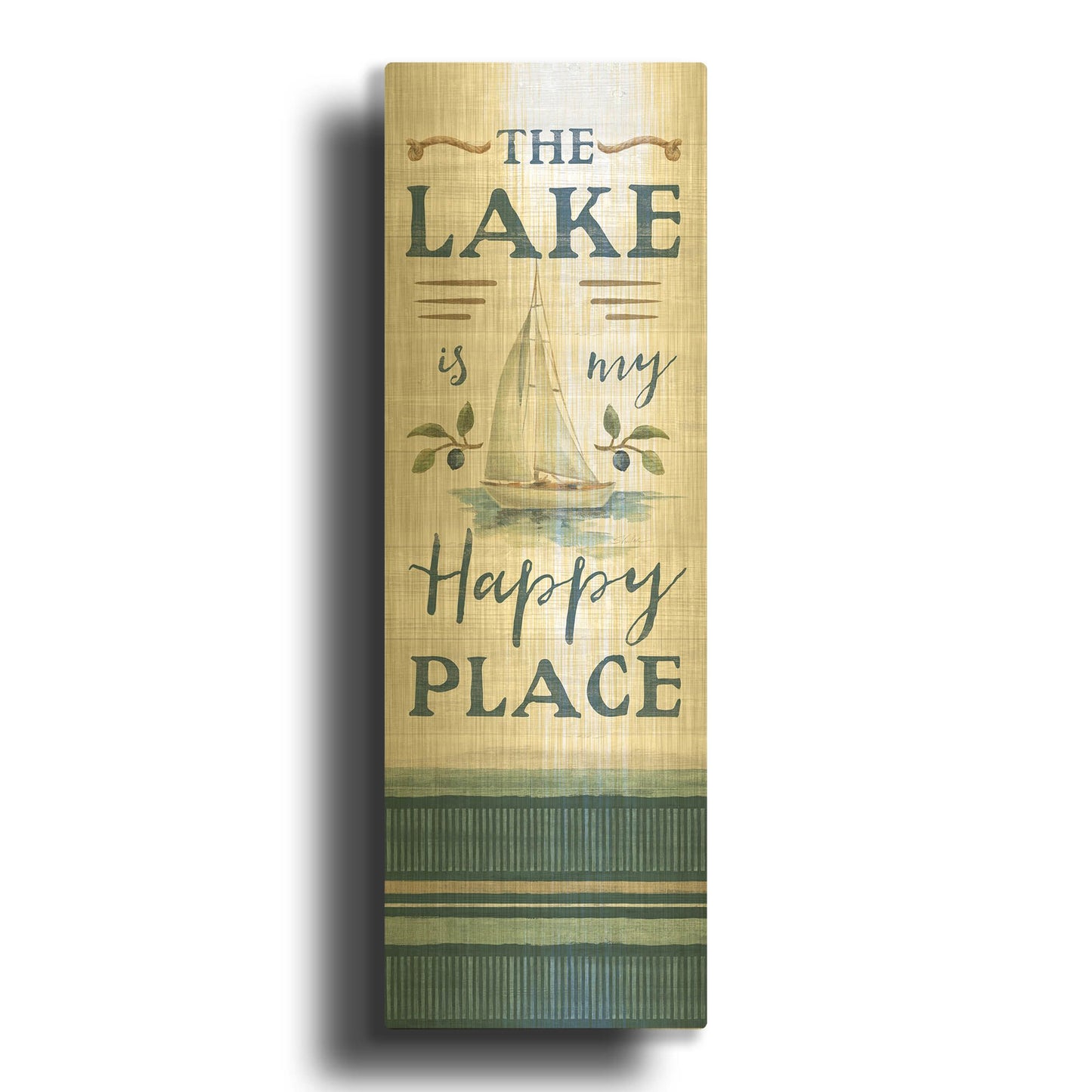 'Lakeside Retreat Happy Place' By Silvia Vassileva Gold Metal Wall Art