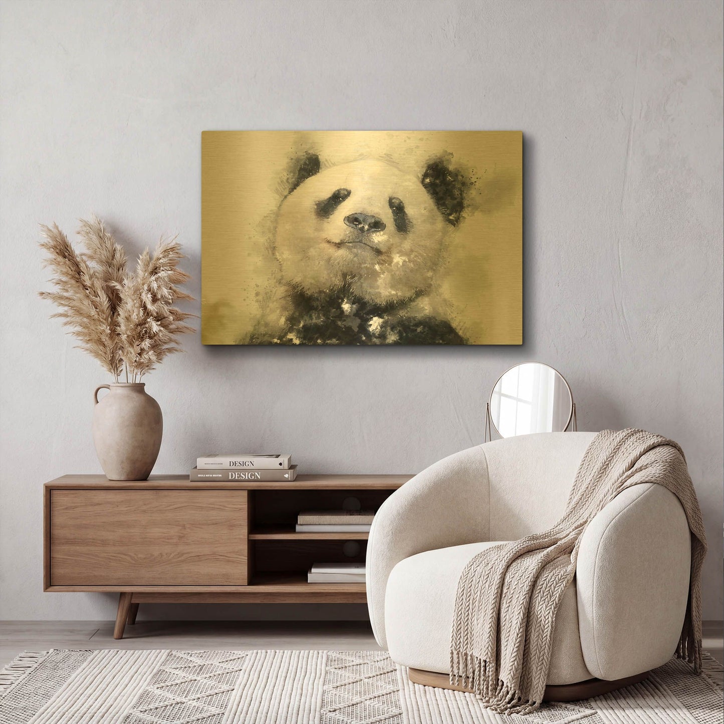 'Panda Love' By Kim Curinga Gold Metal Wall Art