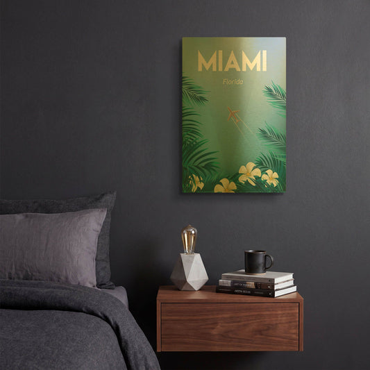'Miami' By Arctic Frame Gold Metal Wall Art