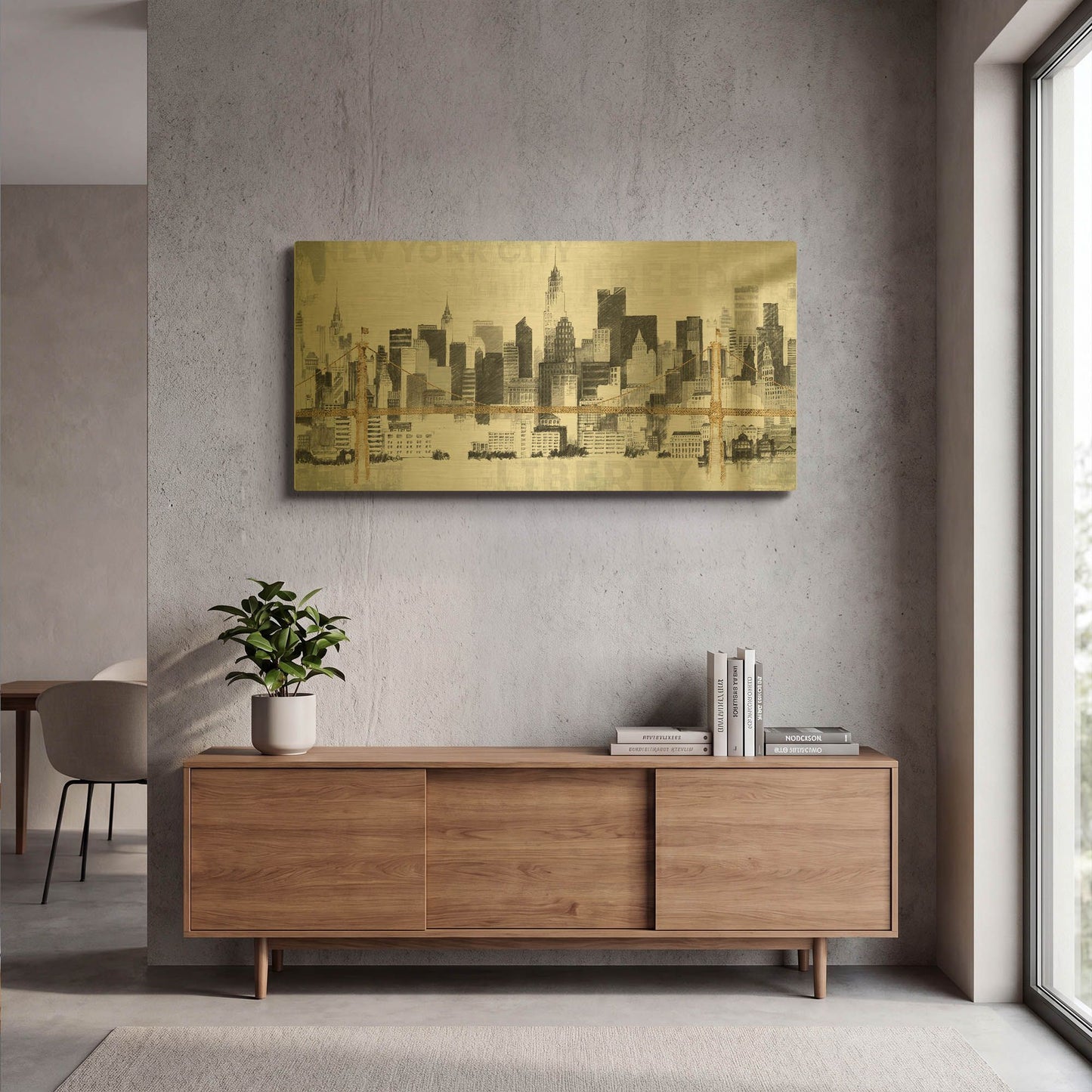 'New York Skyline II' By Avery Tillmon Gold Metal Wall Art
