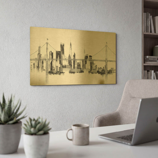 'City Silhouette' By Avery Tillmon Gold Metal Wall Art
