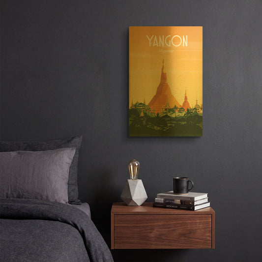 'Yangon Myanmar' By Arctic Frame Gold Metal Wall Art