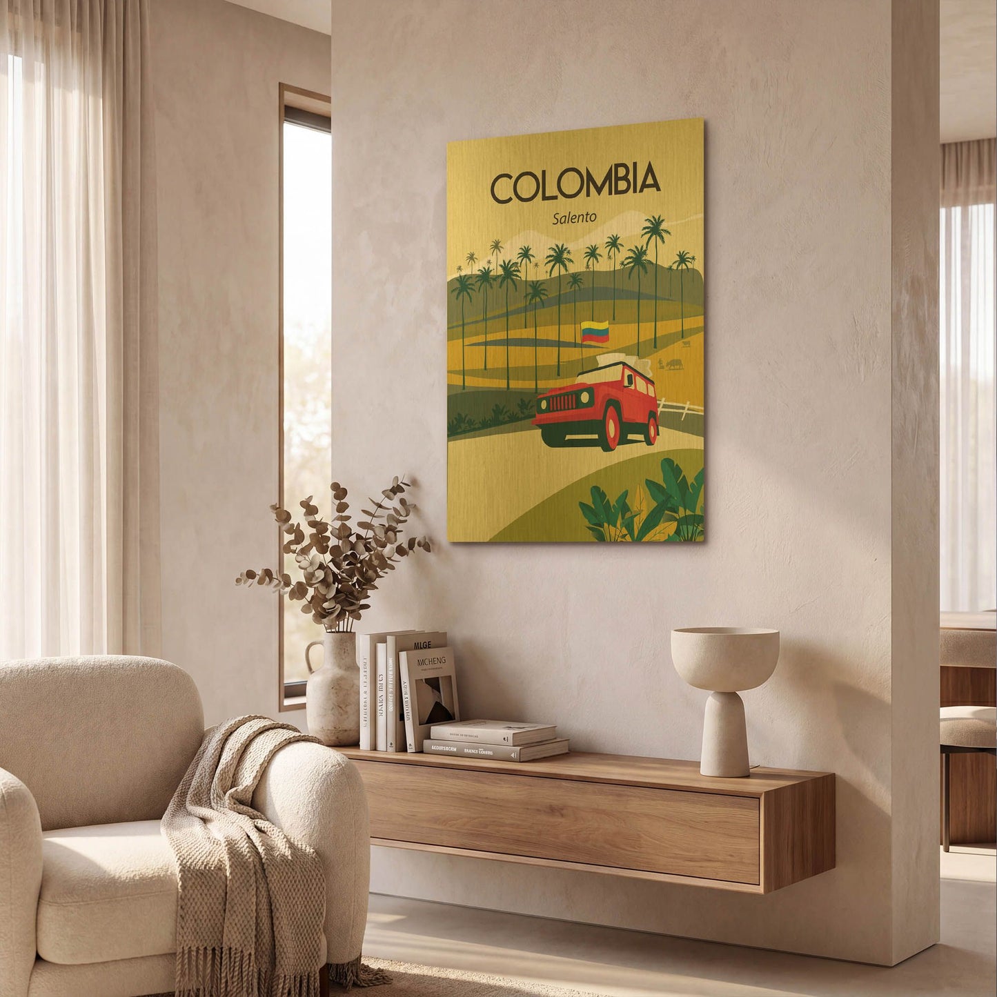 'Colombia' By Arctic Frame Gold Metal Wall Art