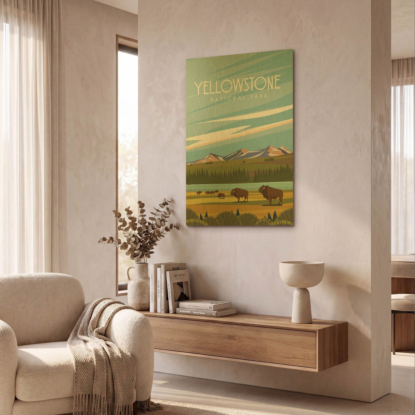 'Yellowstone National Park' By Arctic Frame Gold Metal Wall Art