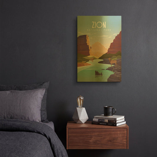 'Zion National Park' By Arctic Frame Gold Metal Wall Art