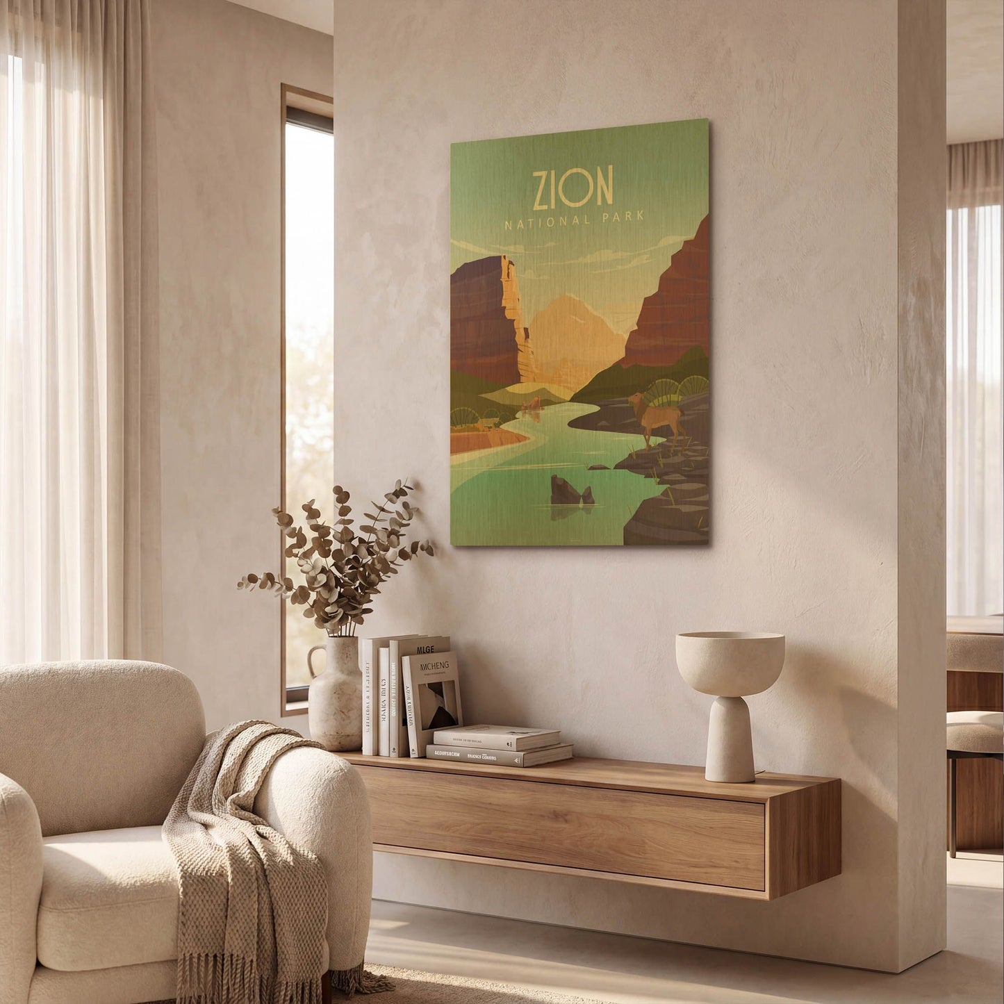 'Zion National Park' By Arctic Frame Gold Metal Wall Art