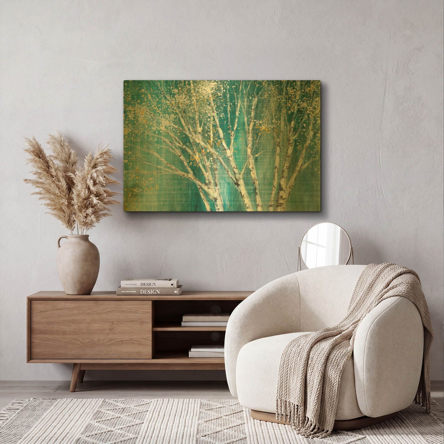 'Blue Birch' By Julia Purinton Gold Metal Wall Art