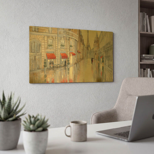'Touring Paris Couple' By Julia Purinton Gold Metal Wall Art