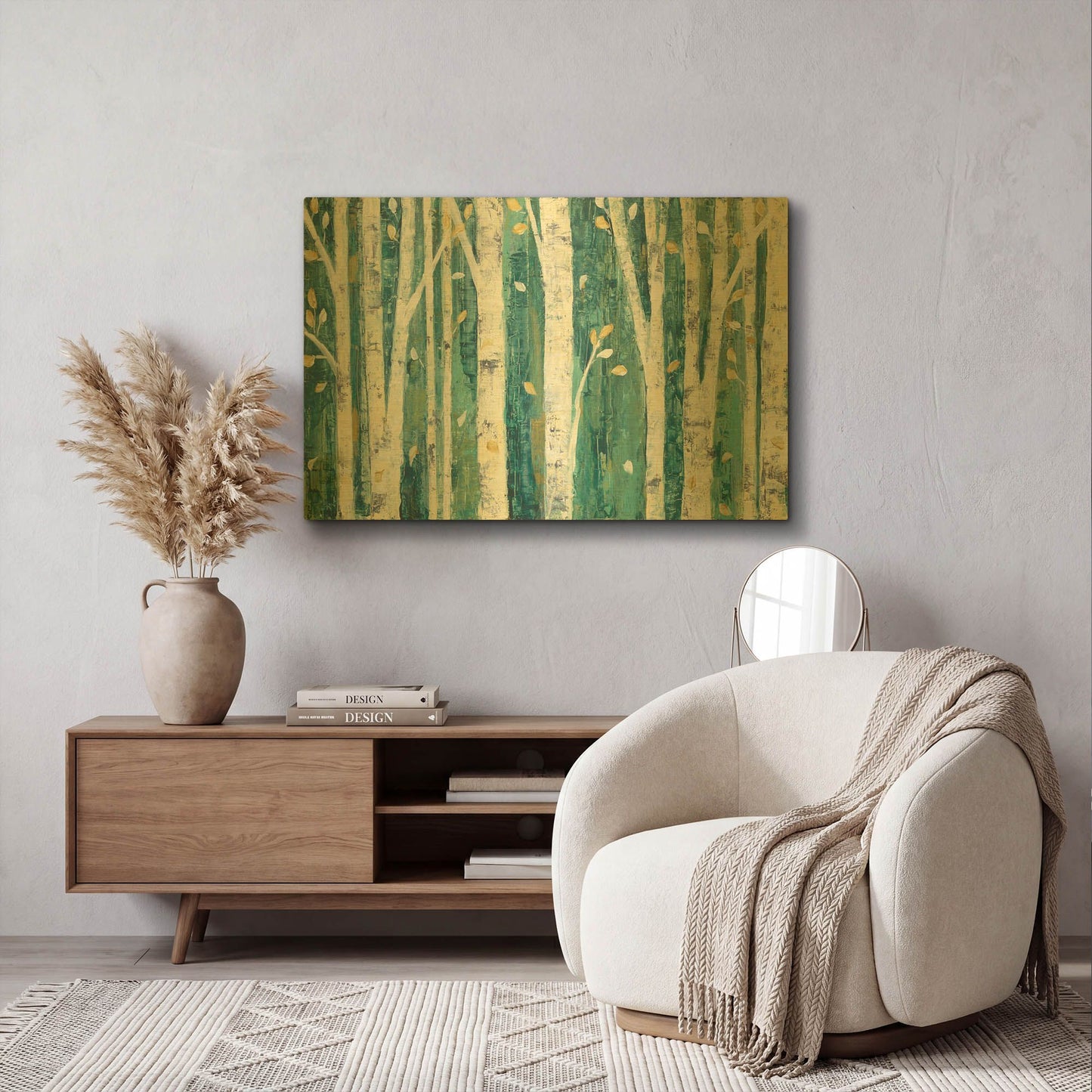 'Birches in Spring' By Julia Purinton Gold Metal Wall Art