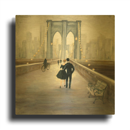 'Bridge to NY V2' By Julia Purinton Gold Metal Wall Art