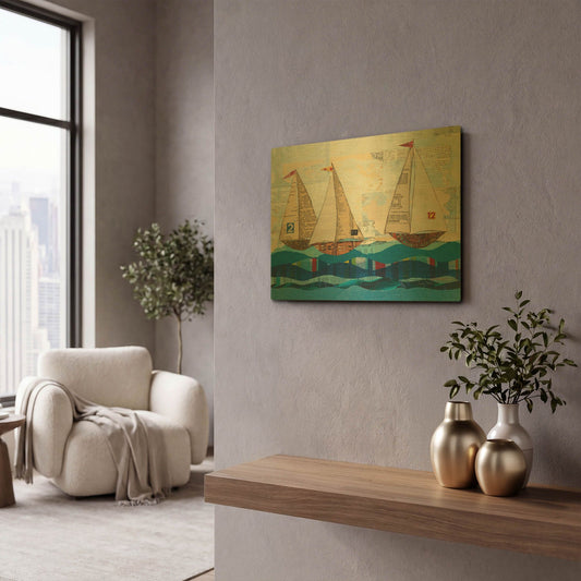 'Sailing no Border' By Courtney Prahl Gold Metal Wall Art
