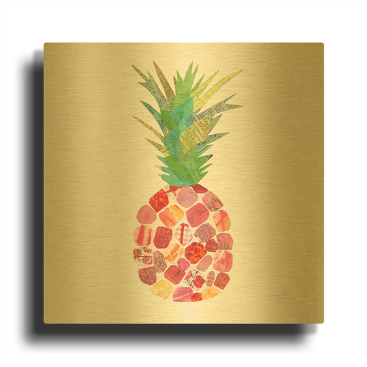 'Tropical Fun Pineapple I' By Courtney Prahl Gold Metal Wall Art