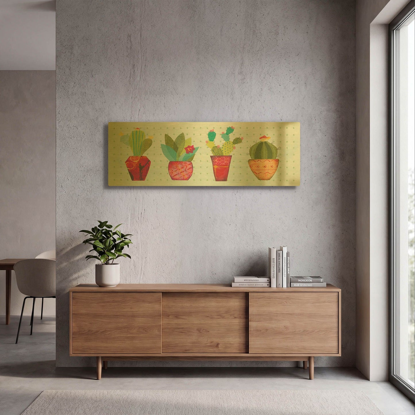'Southwest Cactus V' By Courtney Prahl Gold Metal Wall Art