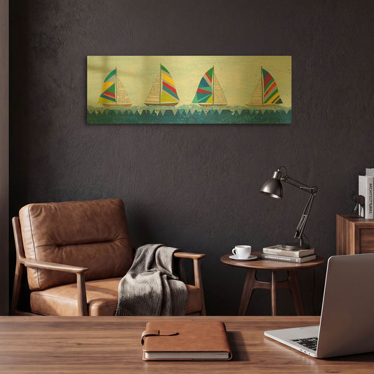 'Rainbow Spinnakers V' By Courtney Prahl Gold Metal Wall Art