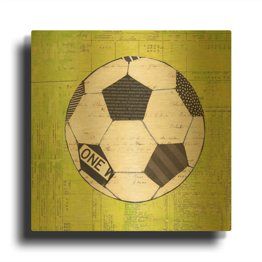'Play Ball III Bright' By Courtney Prahl Gold Metal Wall Art