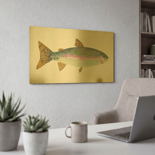 'Angling in the Stream I' By Courtney Prahl Gold Metal Wall Art