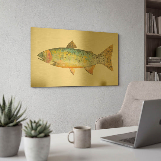 'Angling in the Stream IV' By Courtney Prahl Gold Metal Wall Art