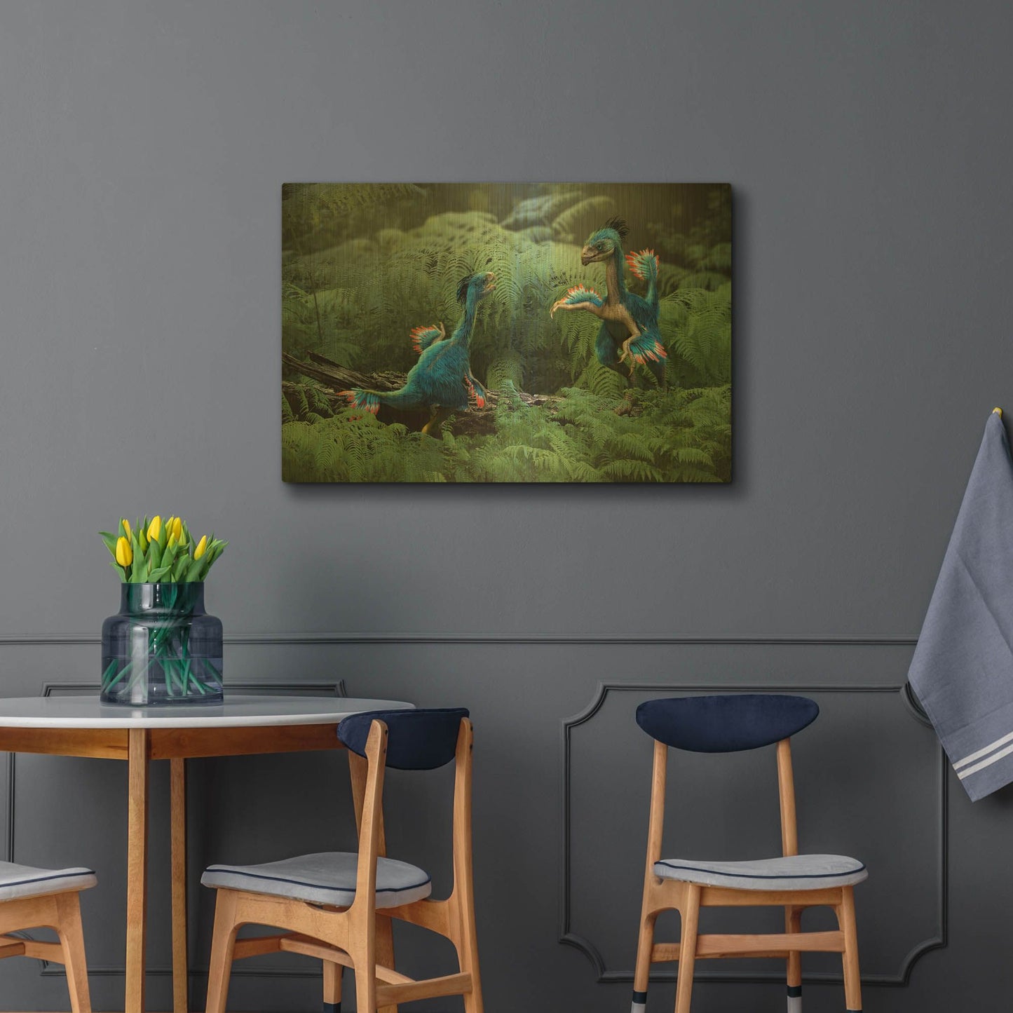 'Caudipteryx' By Damir Martin Gold Metal Wall Art