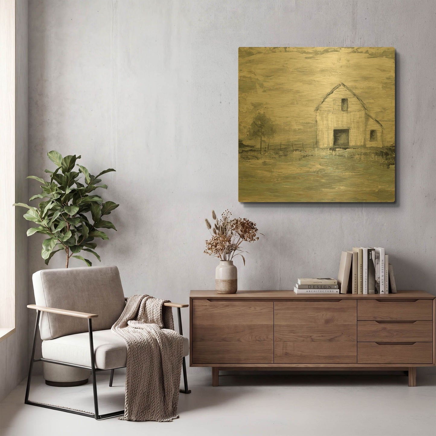 'Iowa Barn II' By Courtney Prahl Gold Metal Wall Art