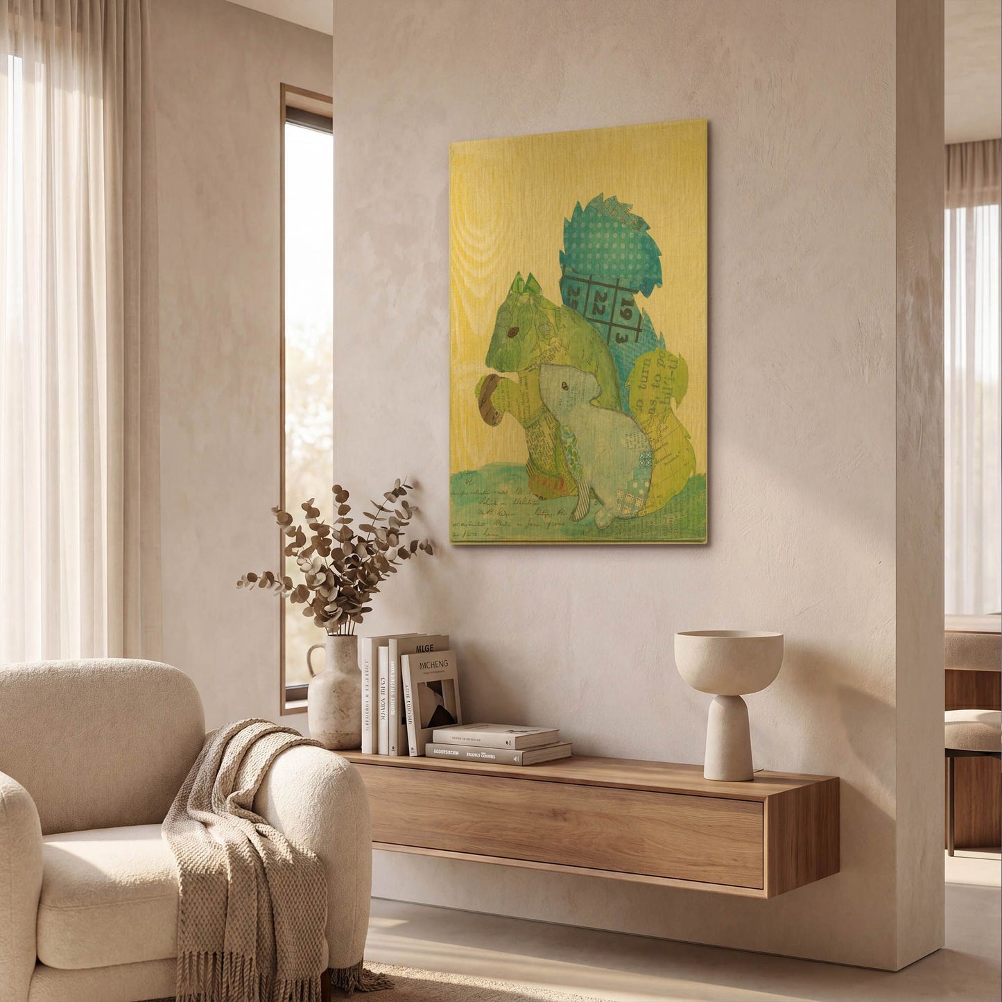 'Squirrel Family' By Courtney Prahl Gold Metal Wall Art