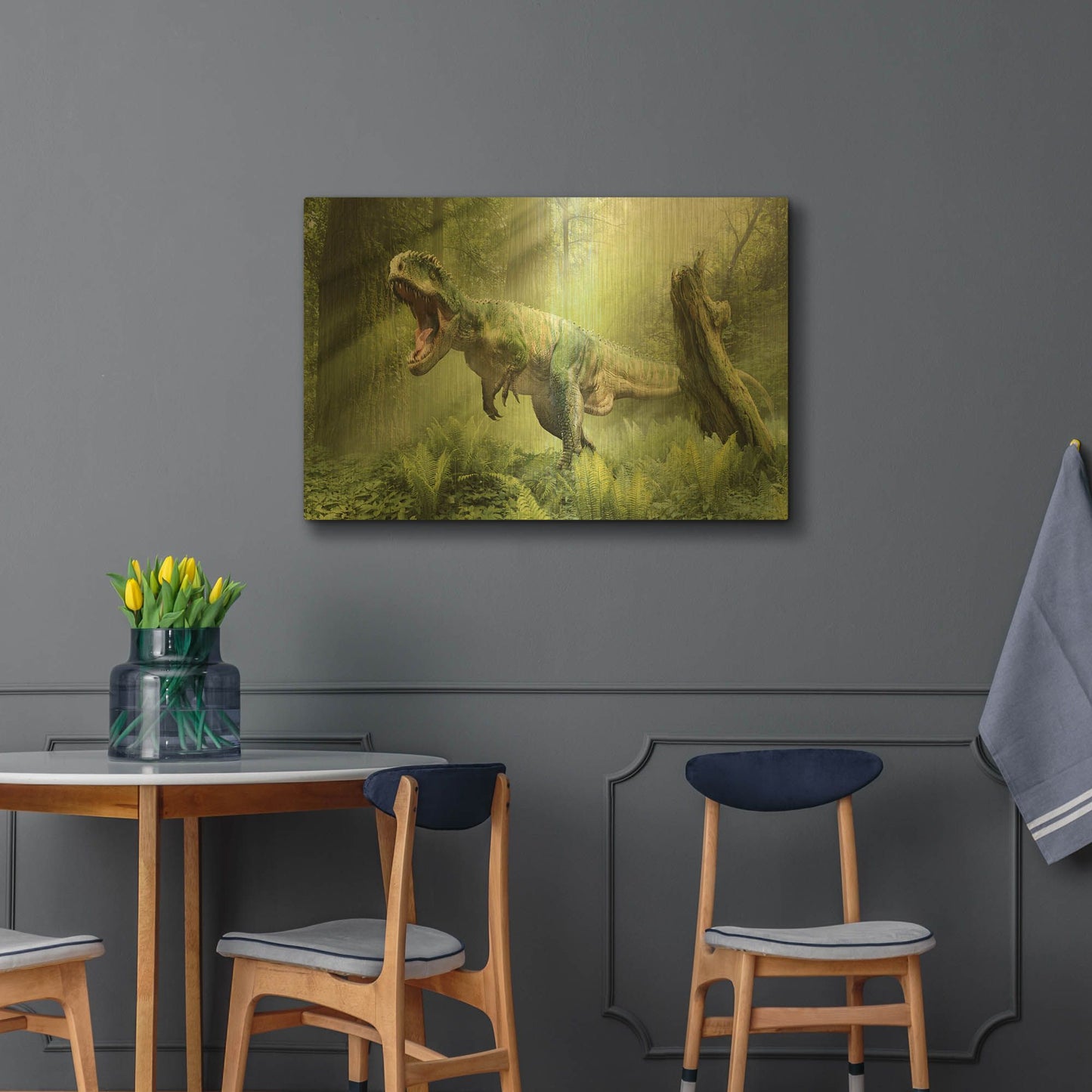 'Giganotosaurus' By Damir Martin Gold Metal Wall Art