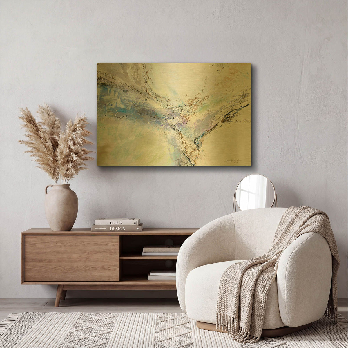 'Seafoam Neutral 4' By Jennifer Gardner Gold Metal Wall Art