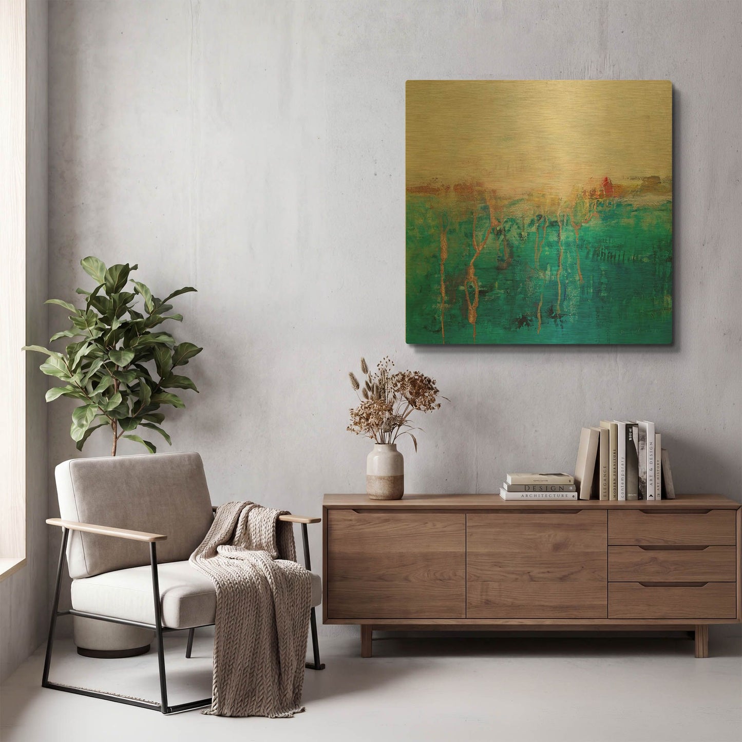 'Blue Horizon' By Jennifer Gardner Gold Metal Wall Art