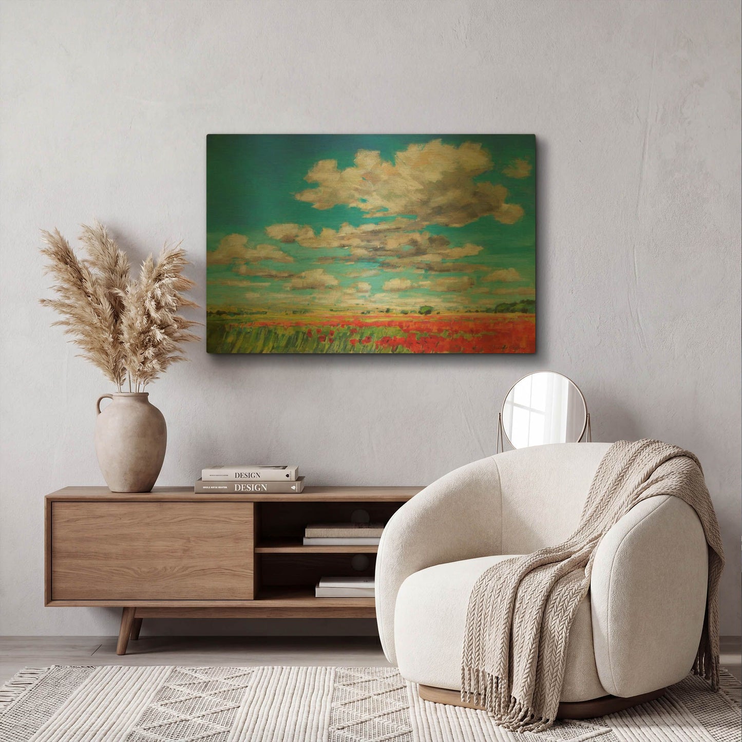 'Summer Clouds and Poppies' By Jennifer Gardner Gold Metal Wall Art