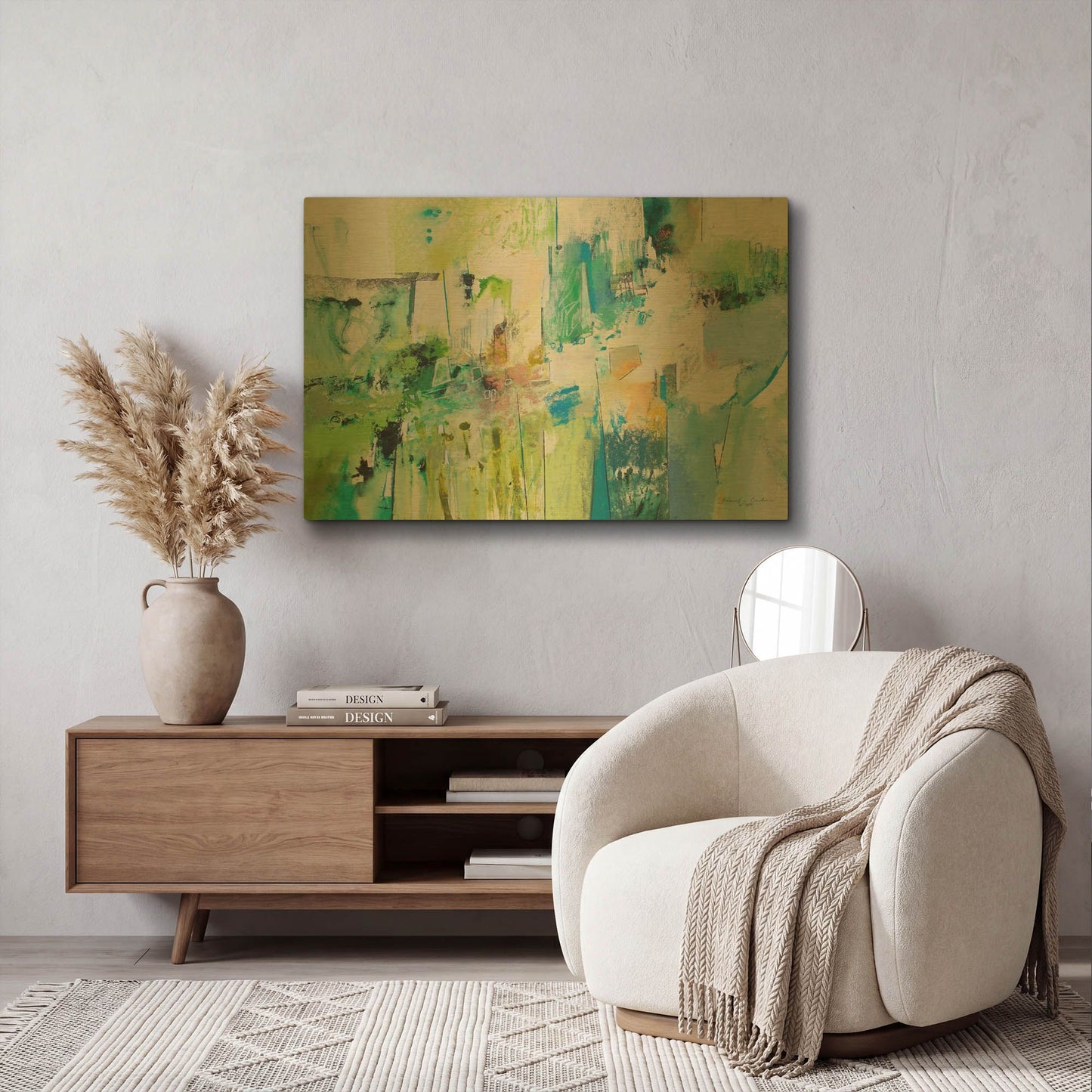'Blue and Green Series 4' By Jennifer Gardner Gold Metal Wall Art