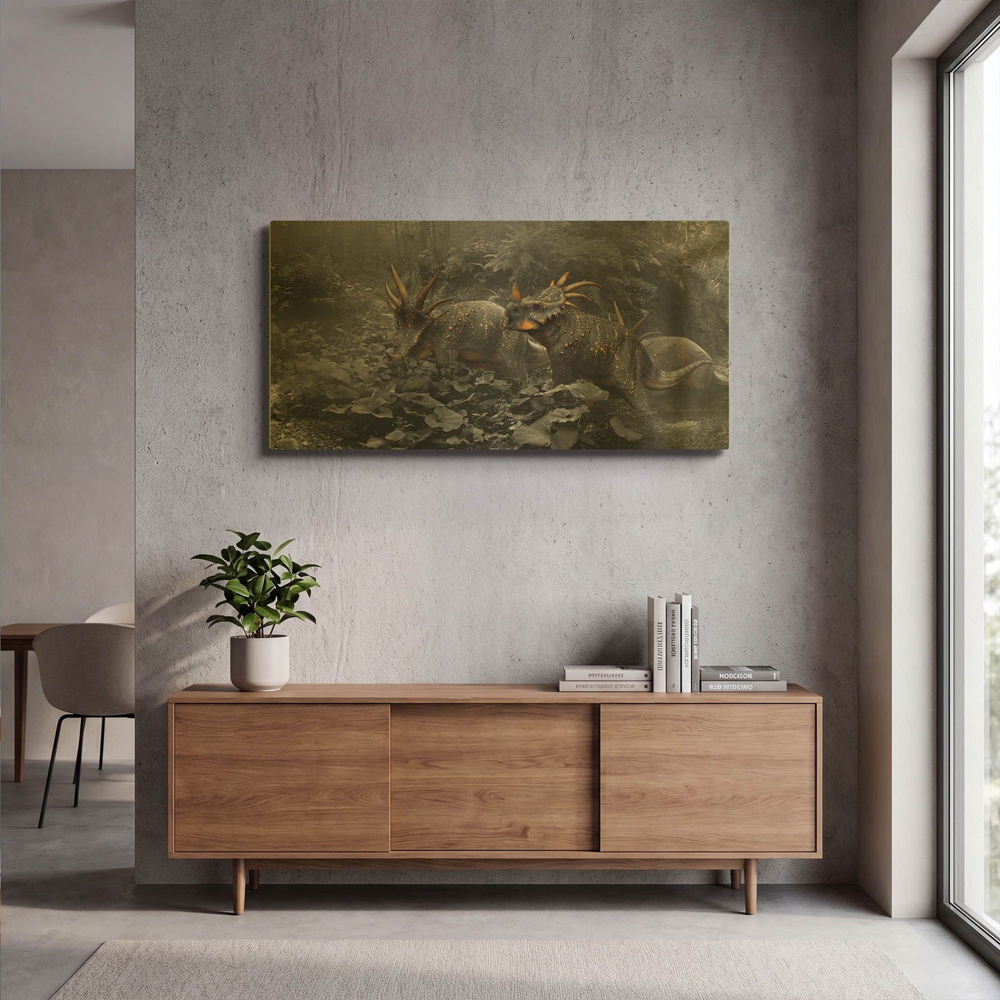 'Styracosaurus B&W' By Damir Martin Gold Metal Wall Art