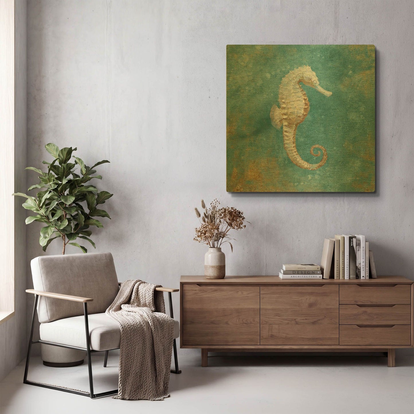 'Treasures From The Sea I' By Danhui Nai Gold Metal Wall Art