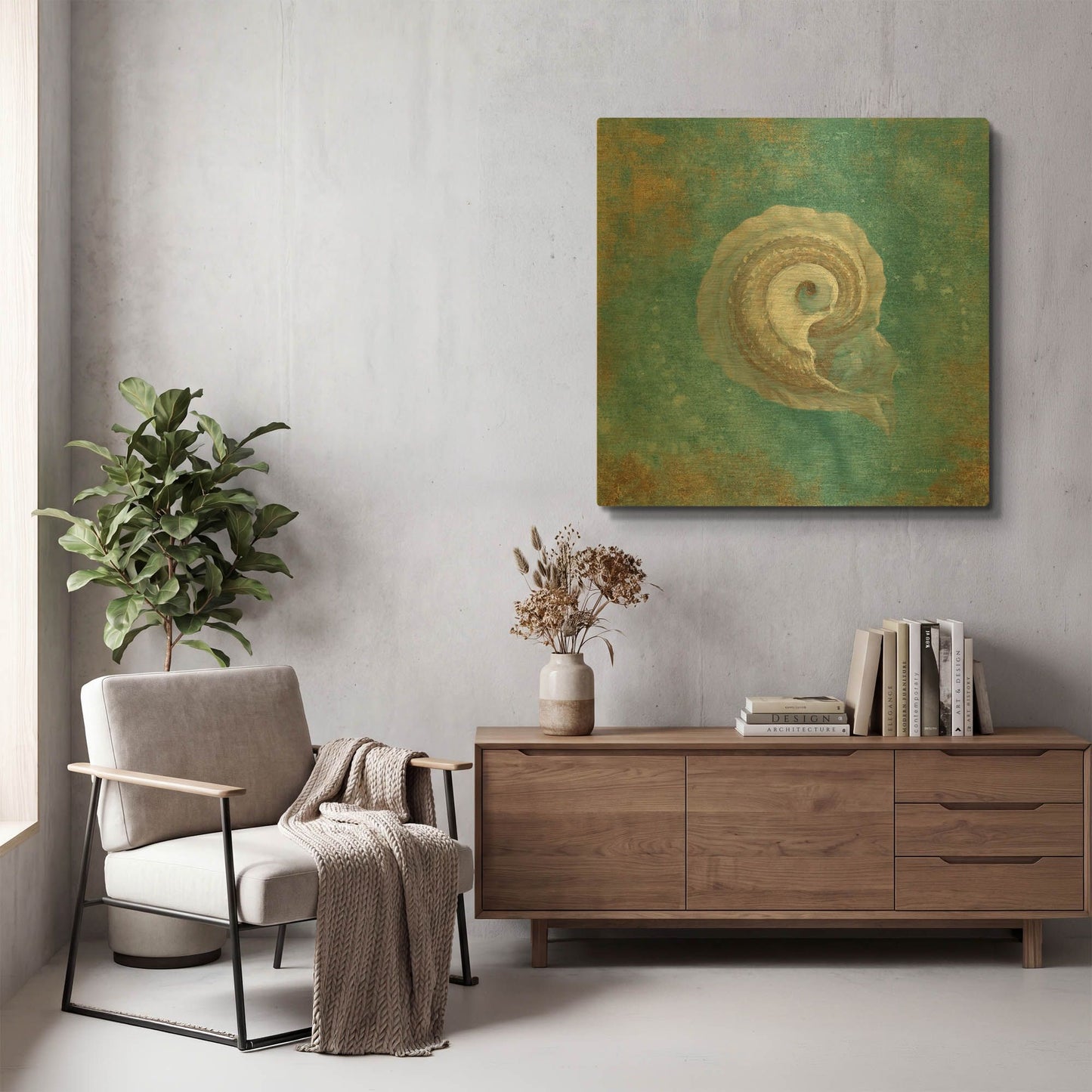 'Treasures From The Sea III' By Danhui Nai Gold Metal Wall Art