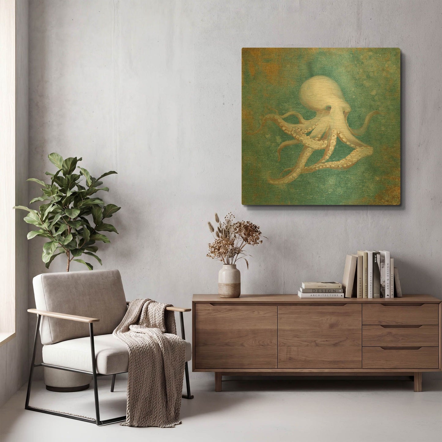 'Treasures From The Sea V' By Danhui Nai Gold Metal Wall Art