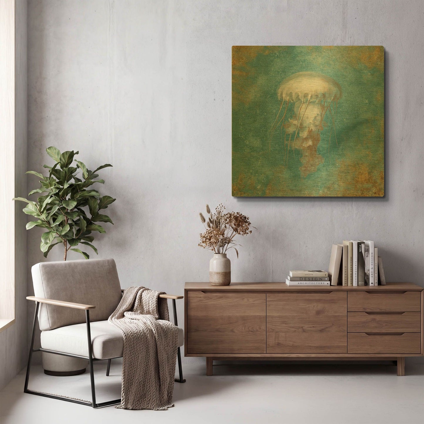 'Treasures From The Sea VI' By Danhui Nai Gold Metal Wall Art