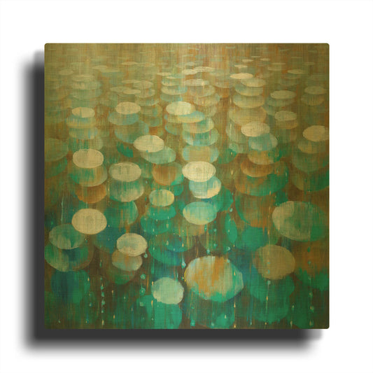 'Rain Drops' By Danhui Nai Gold Metal Wall Art