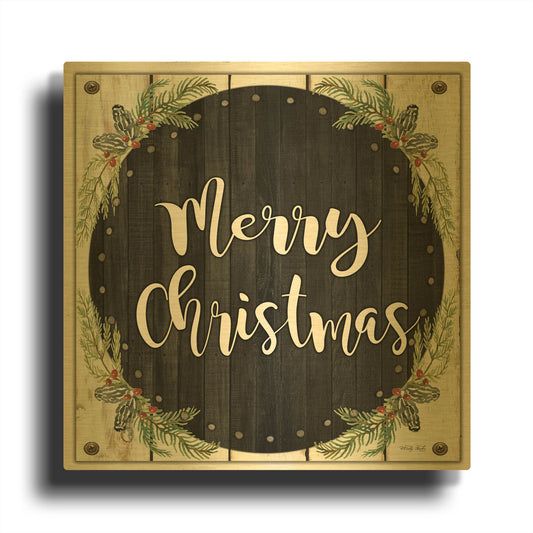'Merry Christmas Wreath' By Cindy Jacobs Gold Metal Wall Art