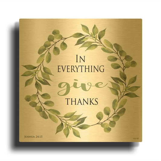 'In Everything Give Thanks Wreath' By Cindy Jacobs Gold Metal Wall Art