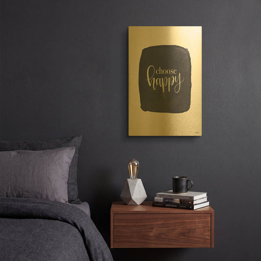 'Choose Happy' By Imperfect Dust Gold Metal Wall Art