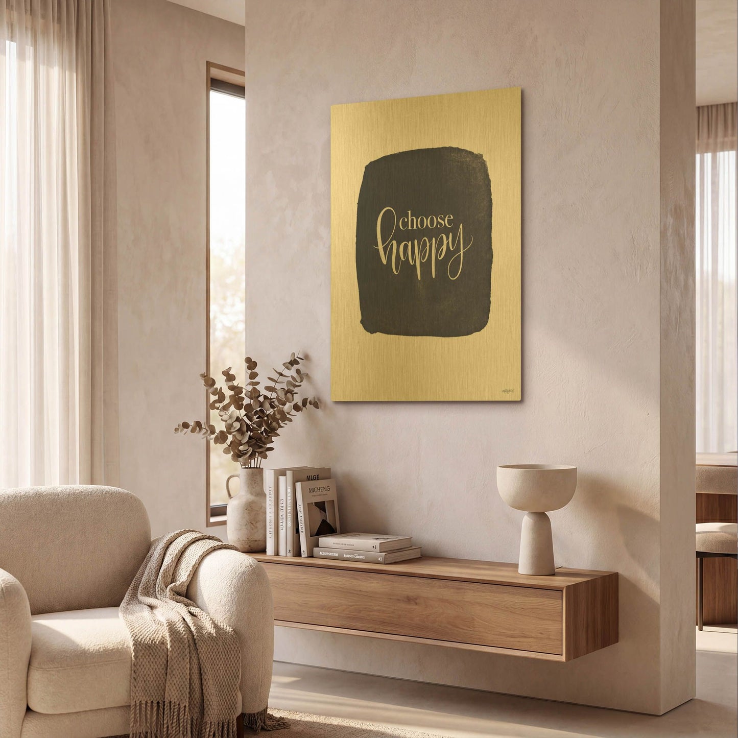 'Choose Happy' By Imperfect Dust Gold Metal Wall Art