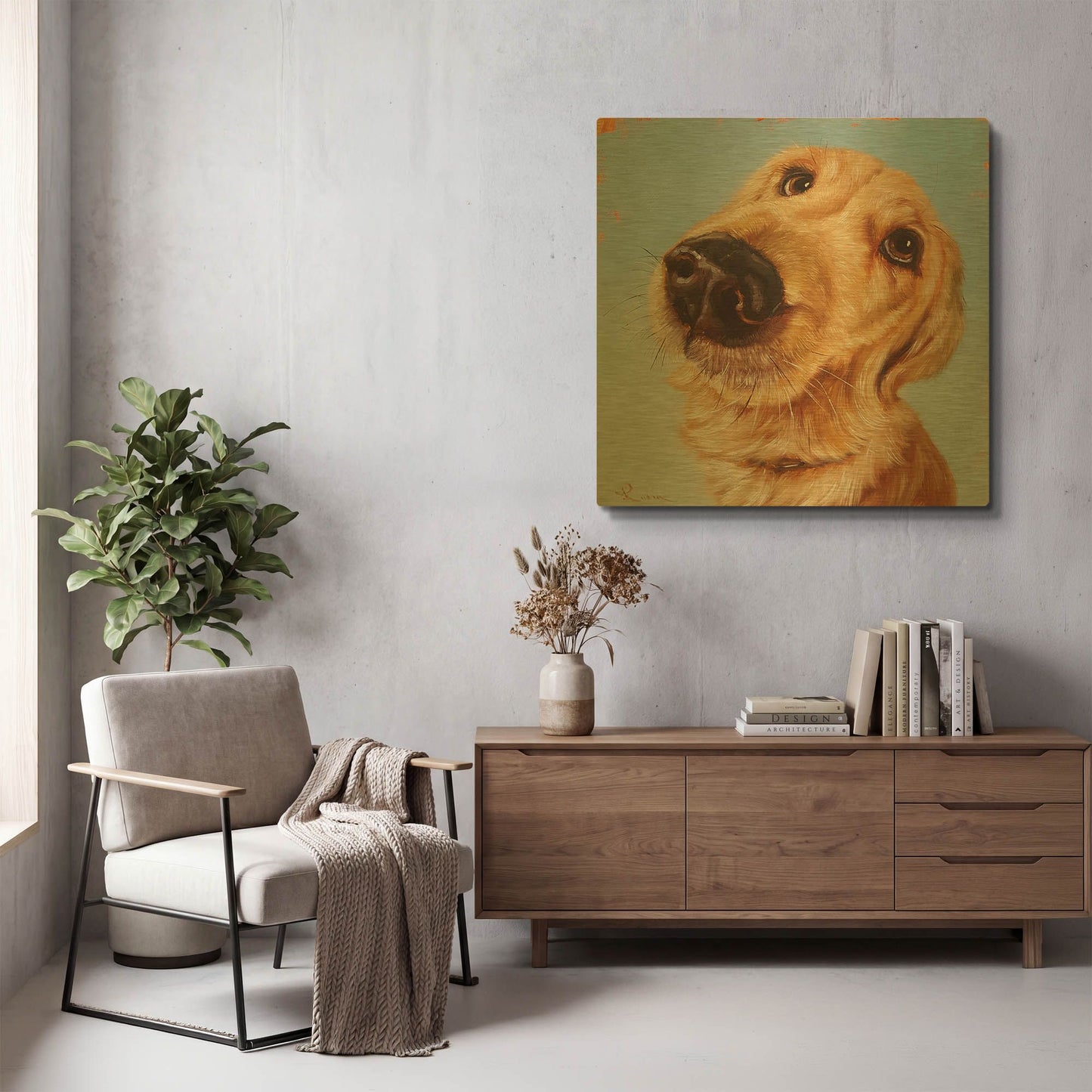 'Follow Your Nose 4' By Lucia Heffernan Gold Metal Wall Art
