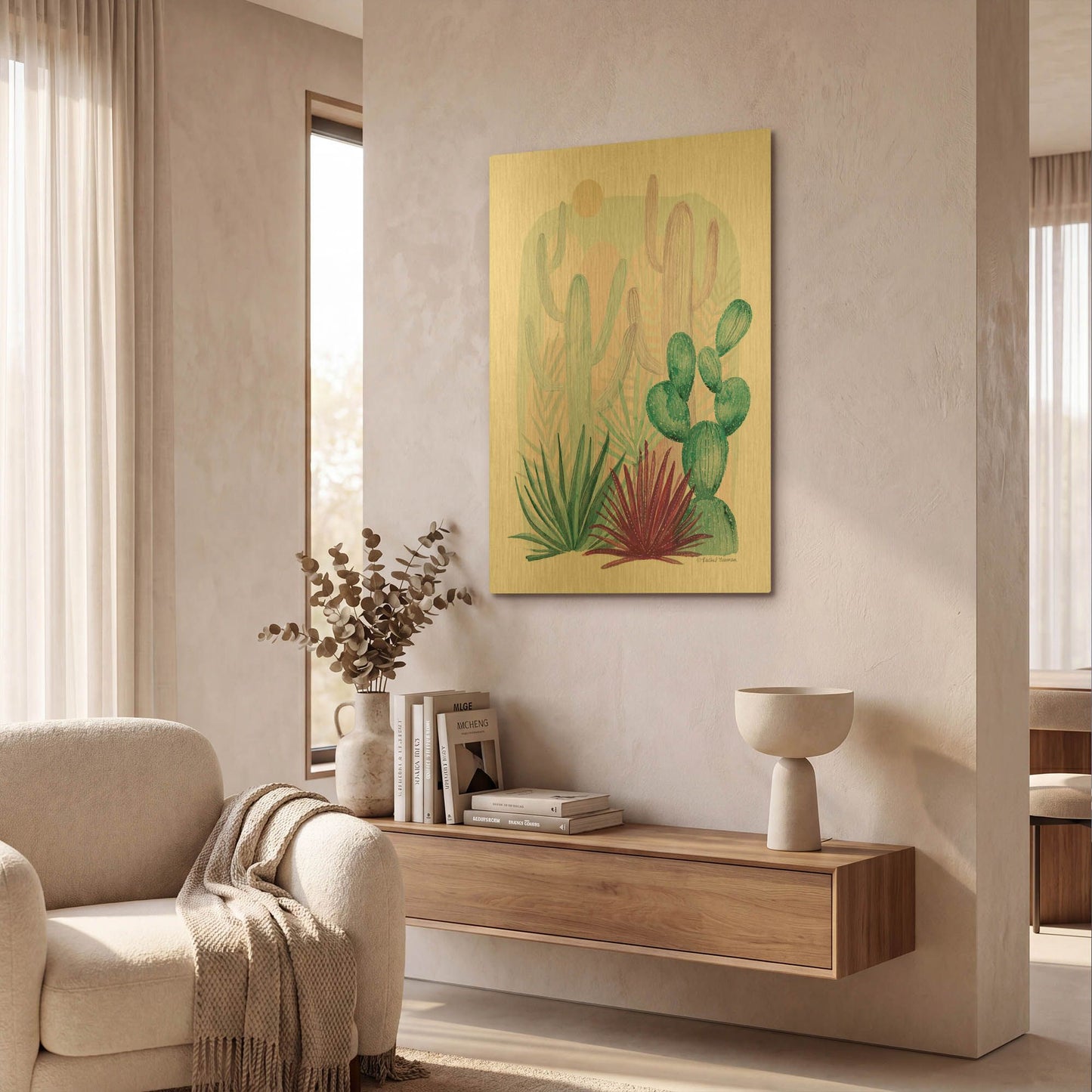 'Cactus Summer' By Rachel Nieman Gold Metal Wall Art